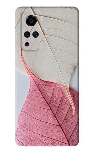 White Pink Leaf Vivo X50 Pro Back Skin Wrap