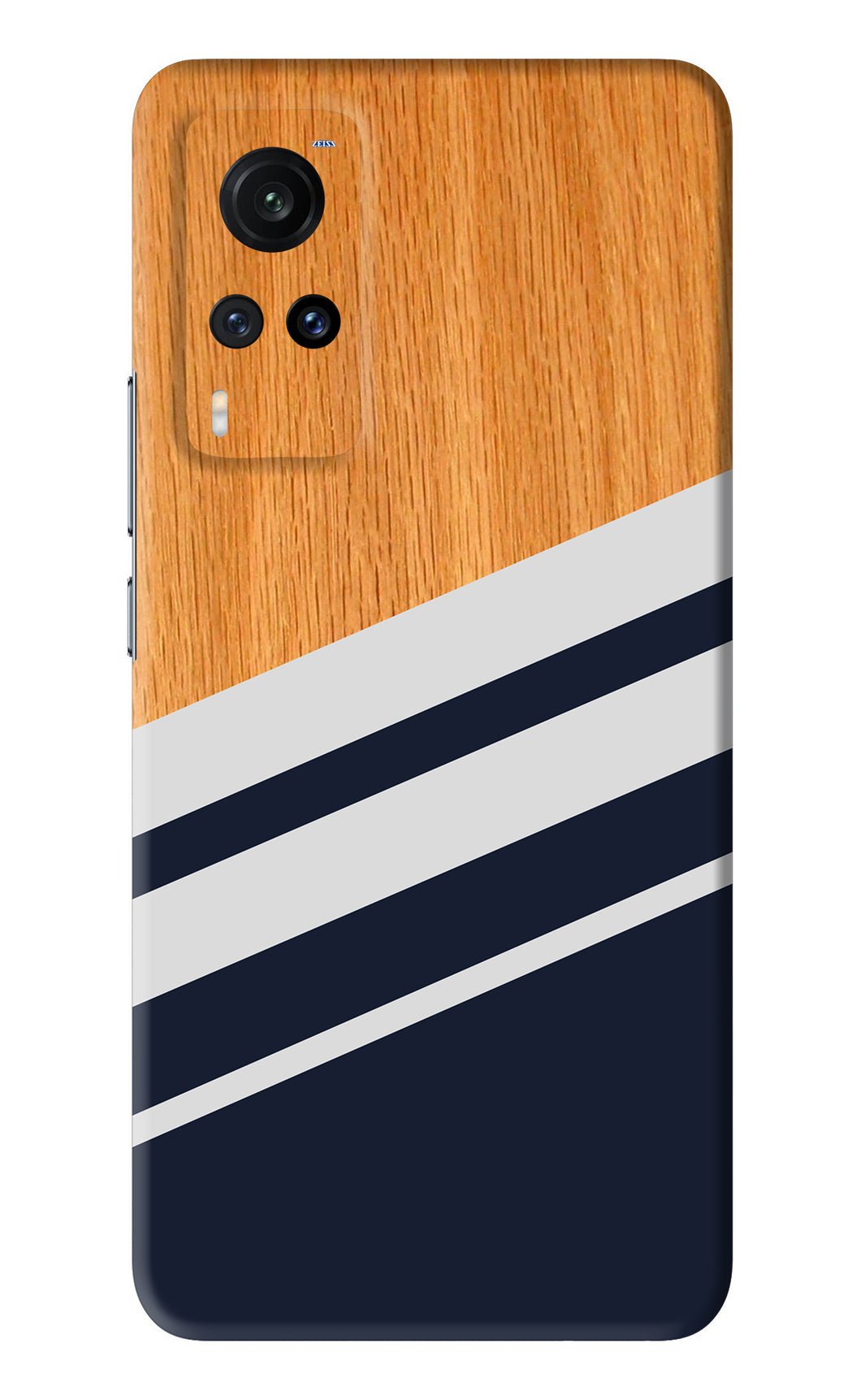 Black And White Wooden Vivo X60 Back Skin Wrap