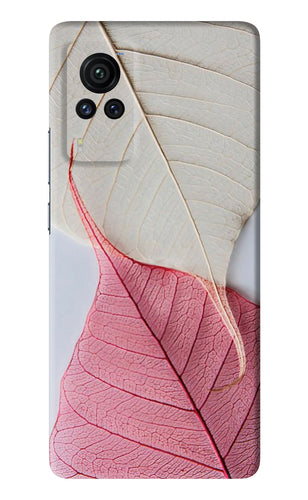 White Pink Leaf Vivo X60 Pro Back Skin Wrap