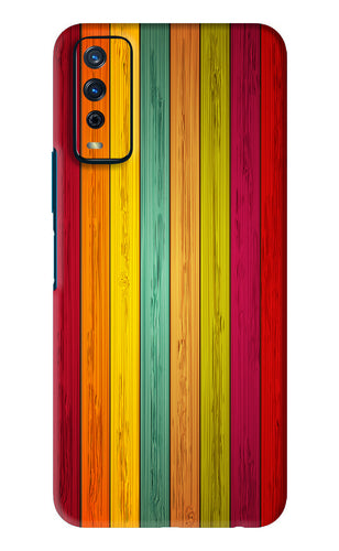 Multicolor Wooden Vivo Y12S Back Skin Wrap