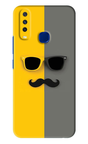 Sunglasses with Mustache Vivo Y15 2019 Back Skin Wrap