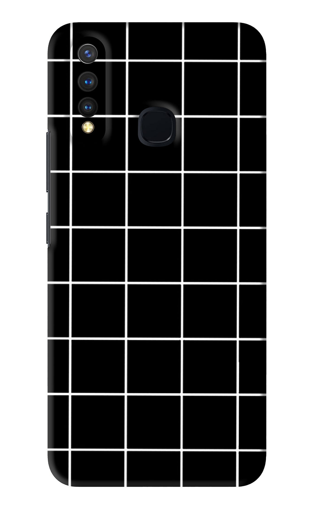 White Grid Vivo Y19 Back Skin Wrap