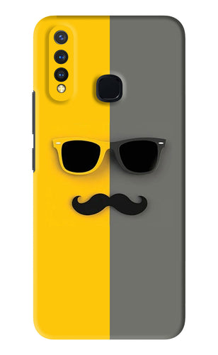 Sunglasses with Mustache Vivo Y19 Back Skin Wrap