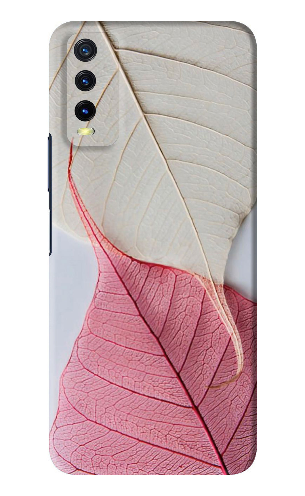 White Pink Leaf Vivo Y20i Back Skin Wrap