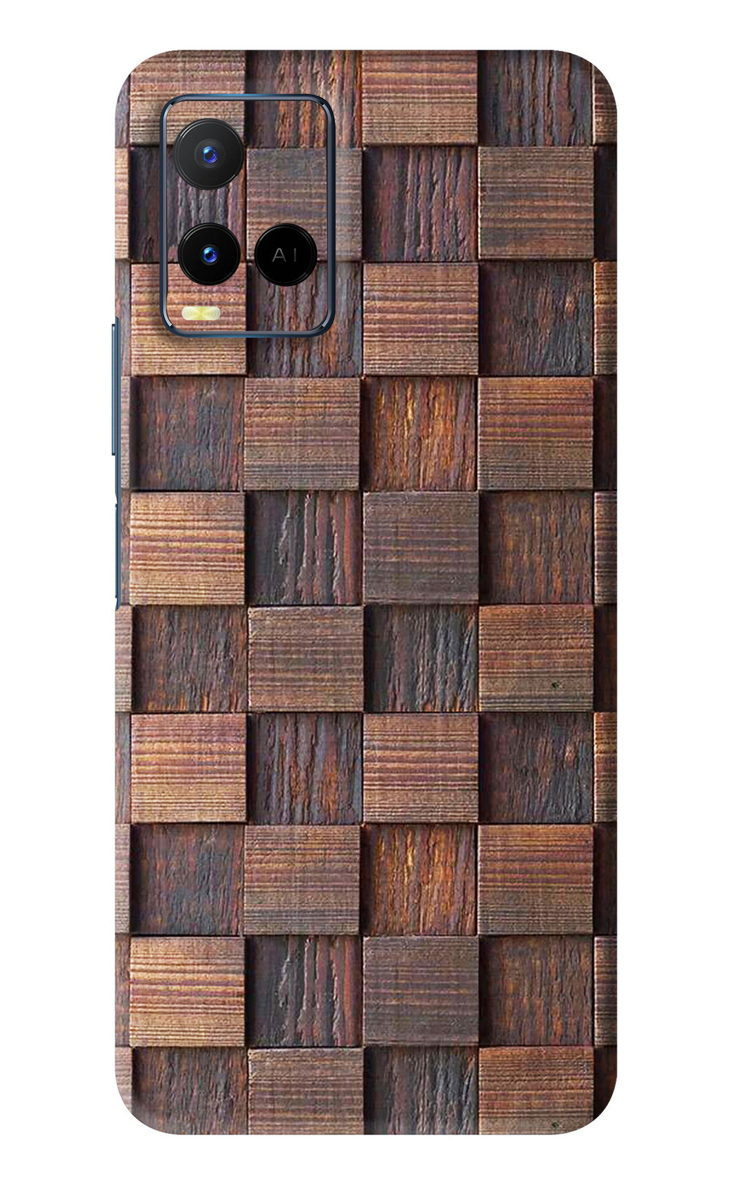 Wooden Cube Design Vivo Y21 Back Skin Wrap