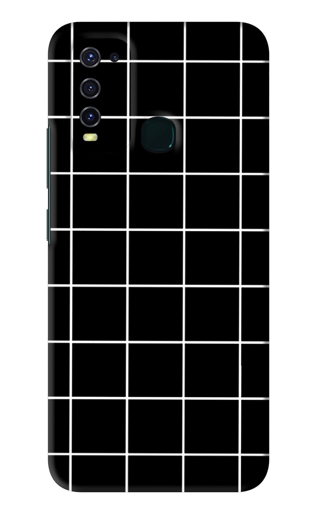 White Grid Vivo Y30 Back Skin Wrap