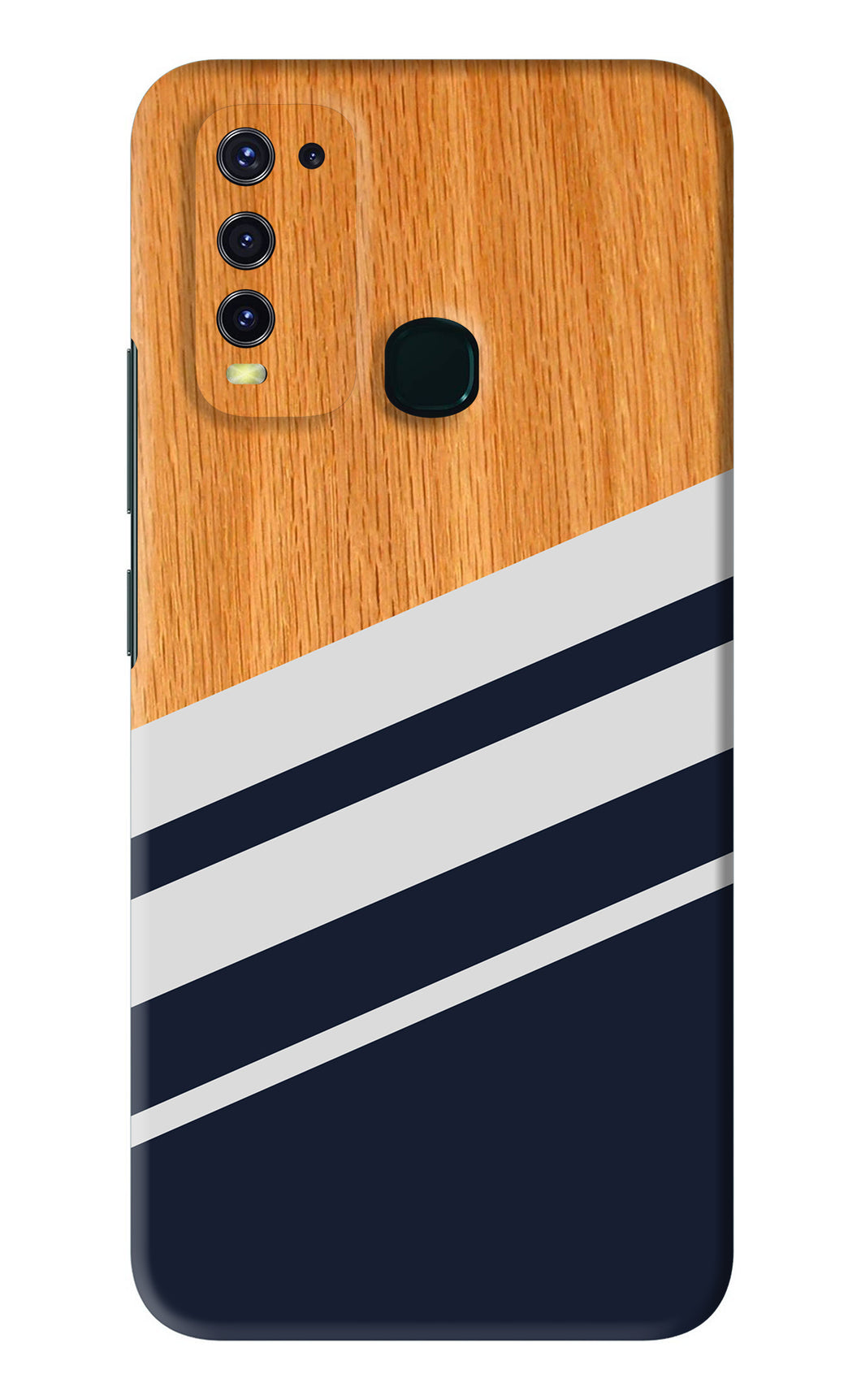 Black And White Wooden Vivo Y30 Back Skin Wrap