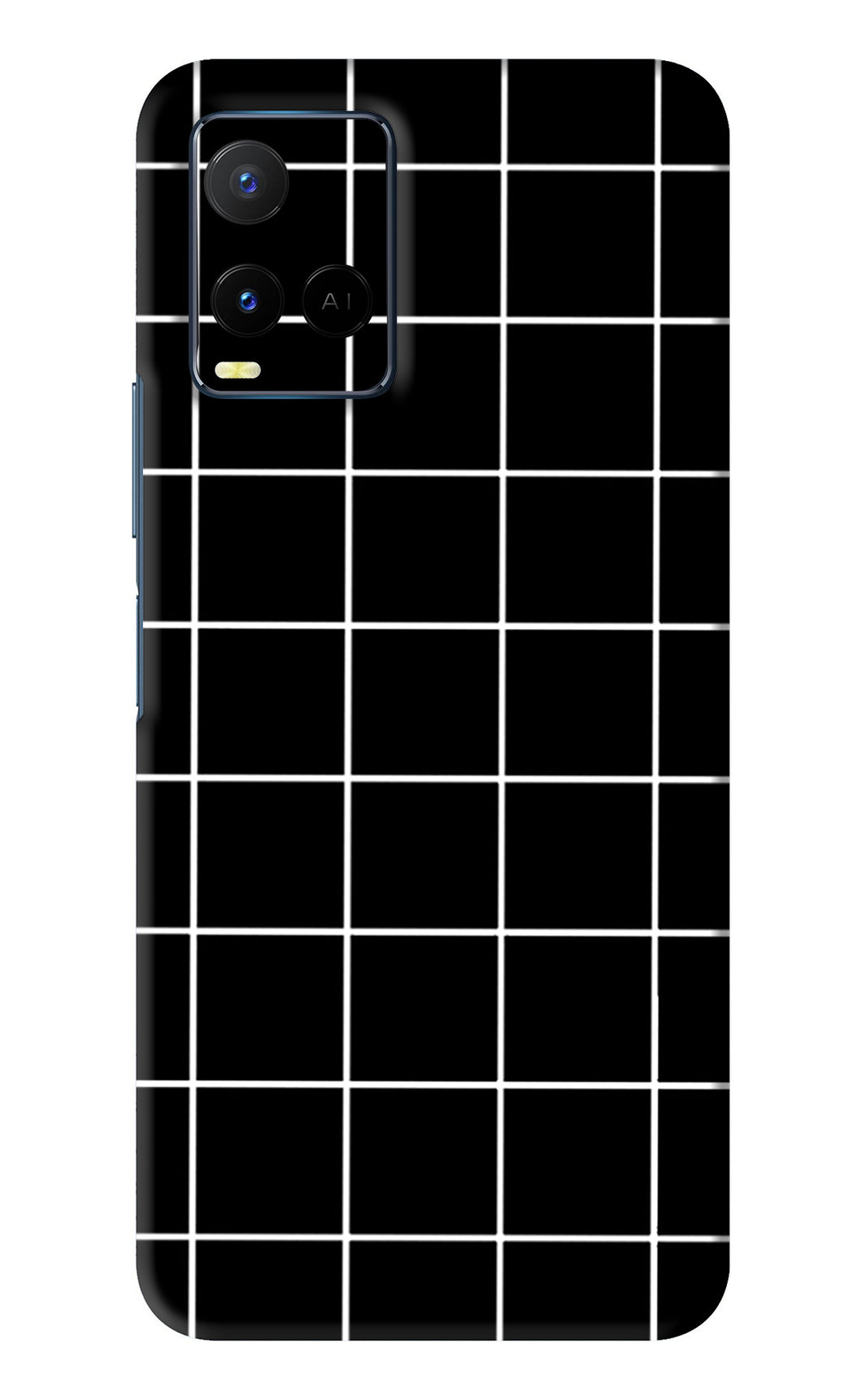 White Grid Vivo Y33S Back Skin Wrap