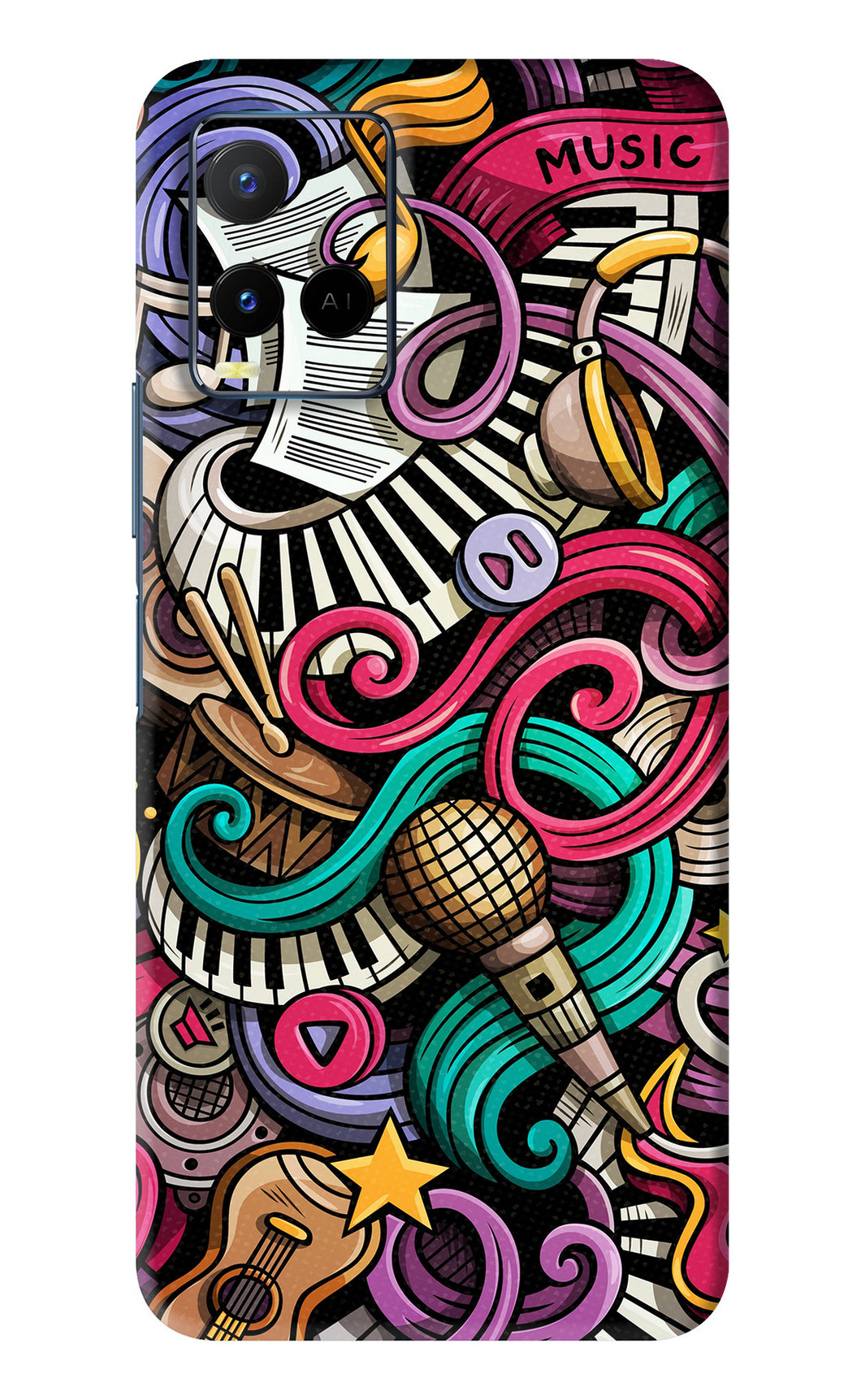 Music Abstract Vivo Y33S Back Skin Wrap