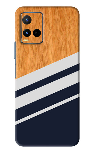 Black And White Wooden Vivo Y33S Back Skin Wrap