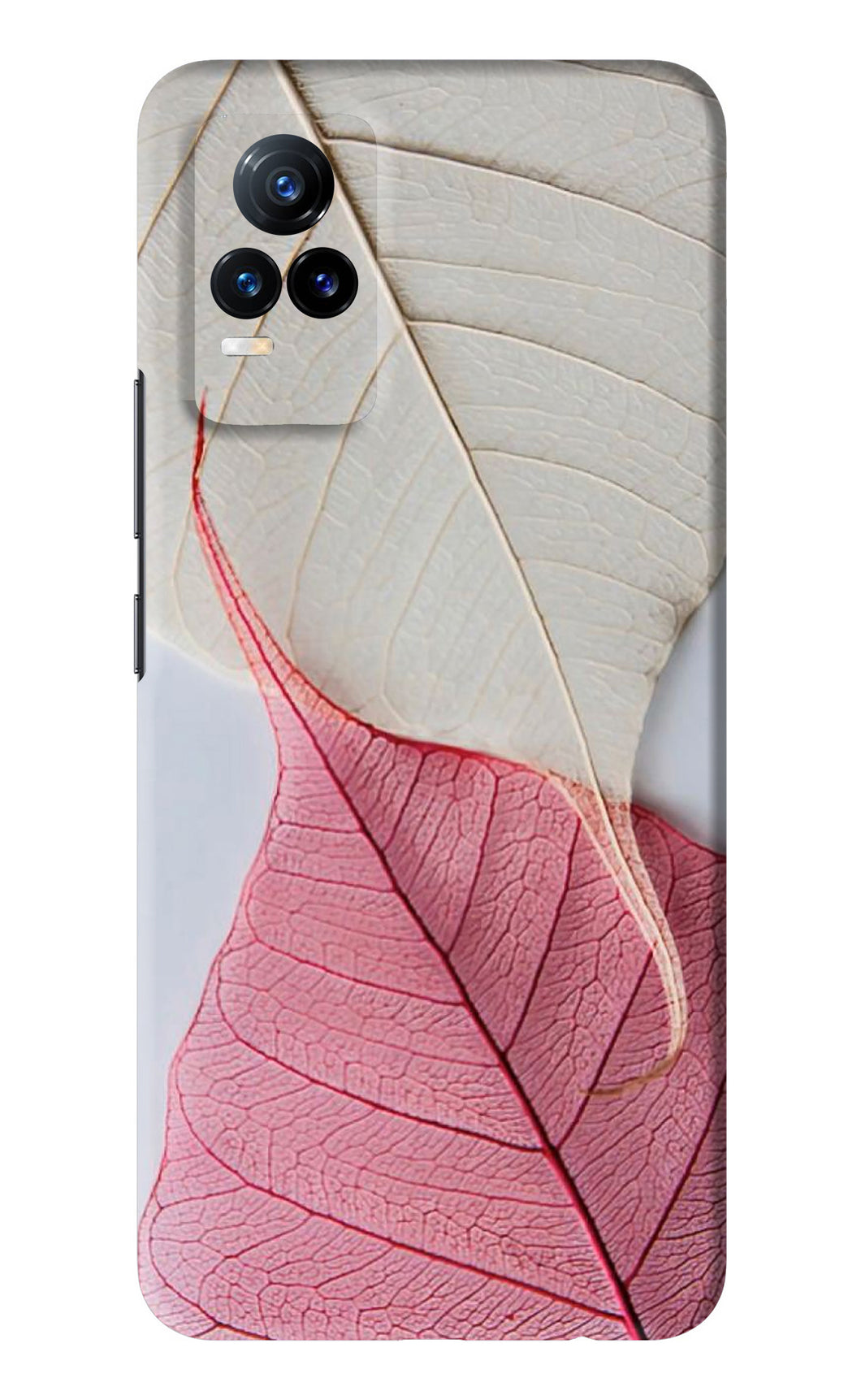 White Pink Leaf Vivo Y73 Back Skin Wrap