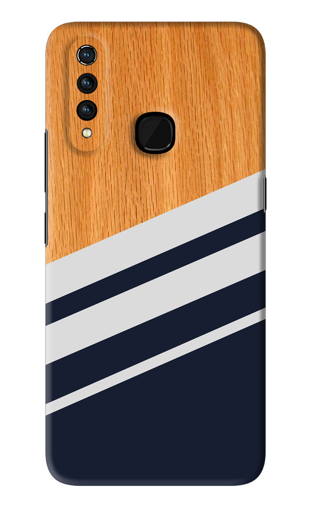 Black And White Wooden Vivo Z1 Pro Back Skin Wrap