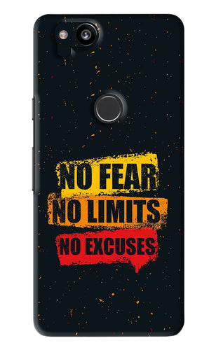 No Fear No Limits No Excuses Google Pixel 2 Back Skin Wrap