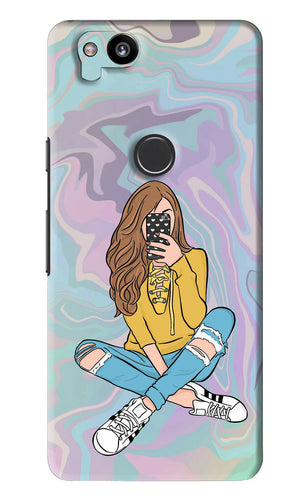 Selfie Girl Google Pixel 2 Back Skin Wrap