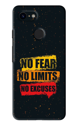 No Fear No Limits No Excuses Google Pixel 3 Back Skin Wrap