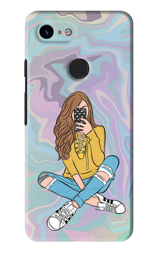 Selfie Girl Google Pixel 3 Back Skin Wrap
