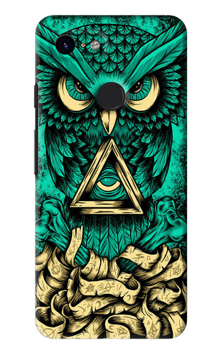 Green Owl Google Pixel 3 Back Skin Wrap