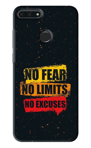 No Fear No Limits No Excuses Huawei Honor 7A Back Skin Wrap