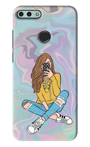 Selfie Girl Huawei Honor 7A Back Skin Wrap