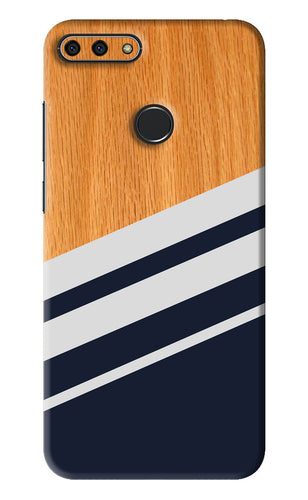 Black And White Wooden Huawei Honor 7A Back Skin Wrap