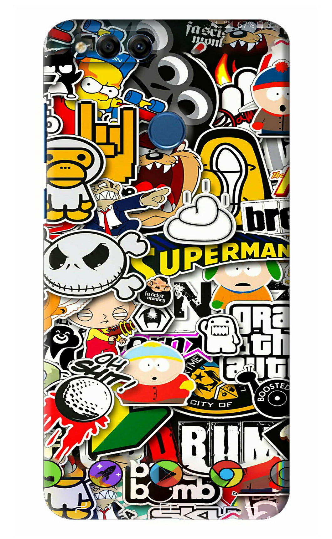 Sticker Bomb Huawei Honor 7X Back Skin Wrap
