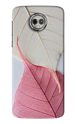 White Pink Leaf Motorola Moto E5 Plus Back Skin Wrap