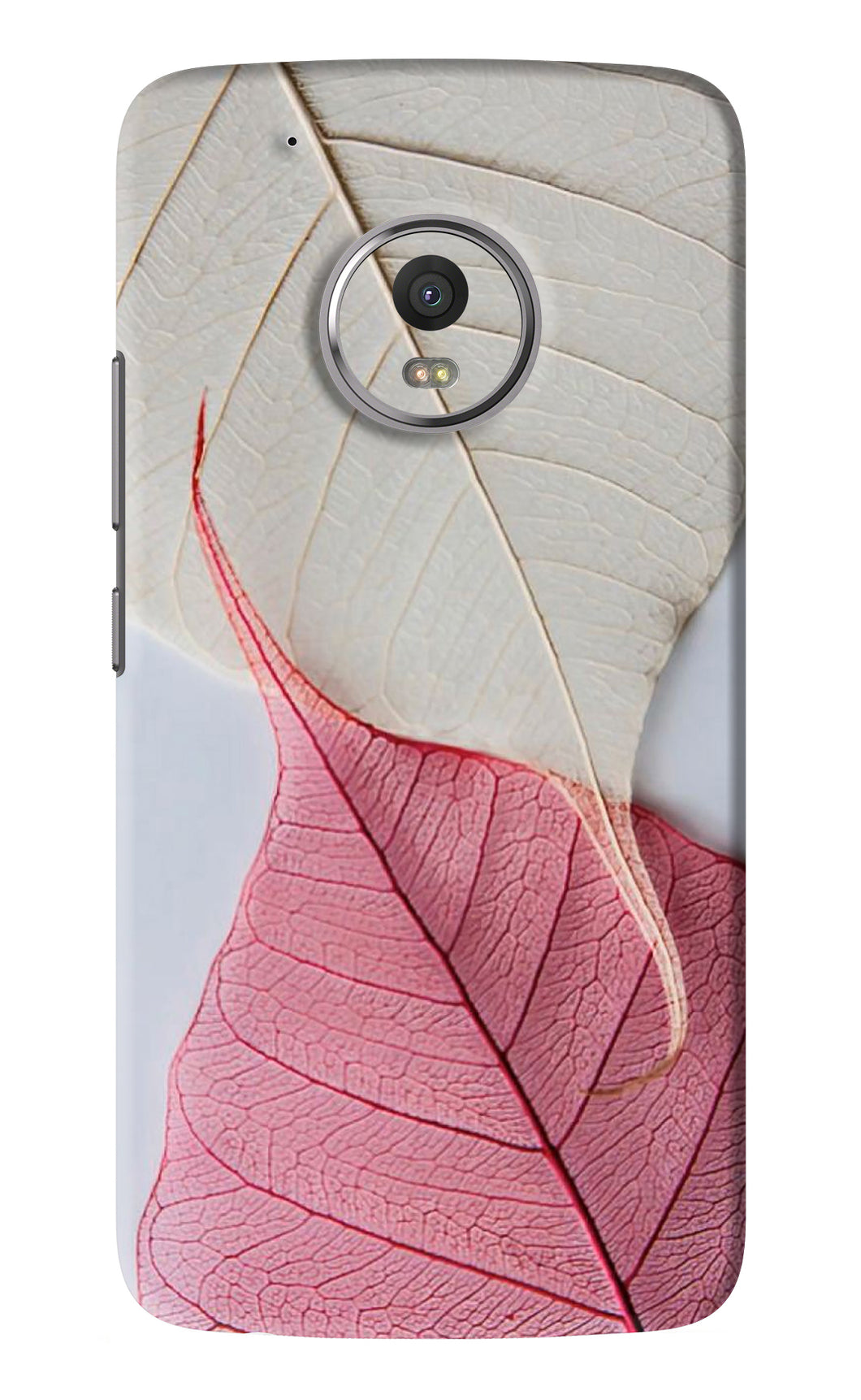 White Pink Leaf Motorola Moto G5 Plus Back Skin Wrap