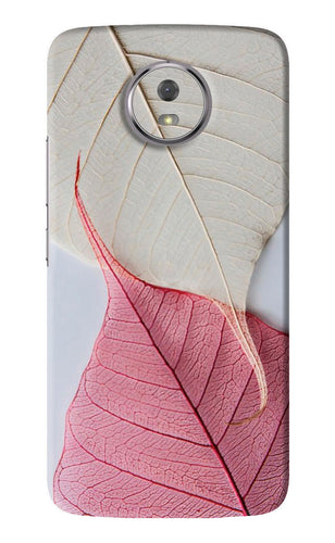 White Pink Leaf Motorola Moto G5S Back Skin Wrap