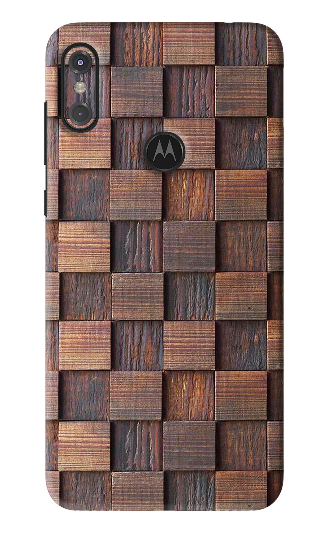 Wooden Cube Design Motorola Moto One Power Back Skin Wrap