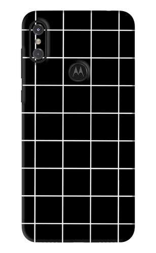 White Grid Motorola Moto One Power Back Skin Wrap