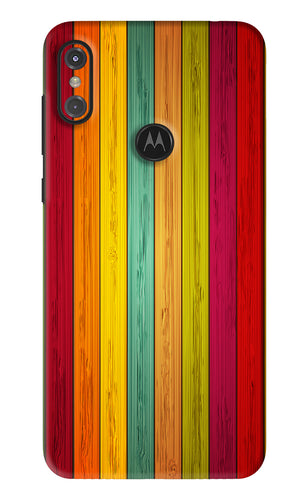 Multicolor Wooden Motorola Moto One Power Back Skin Wrap