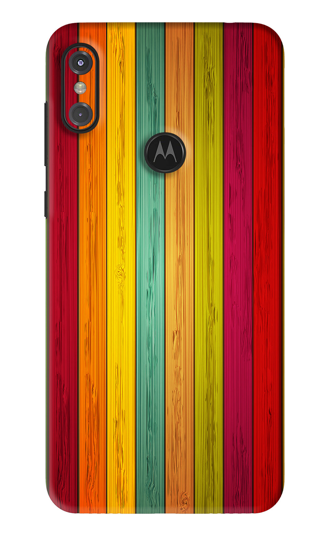Multicolor Wooden Motorola Moto One Power Back Skin Wrap