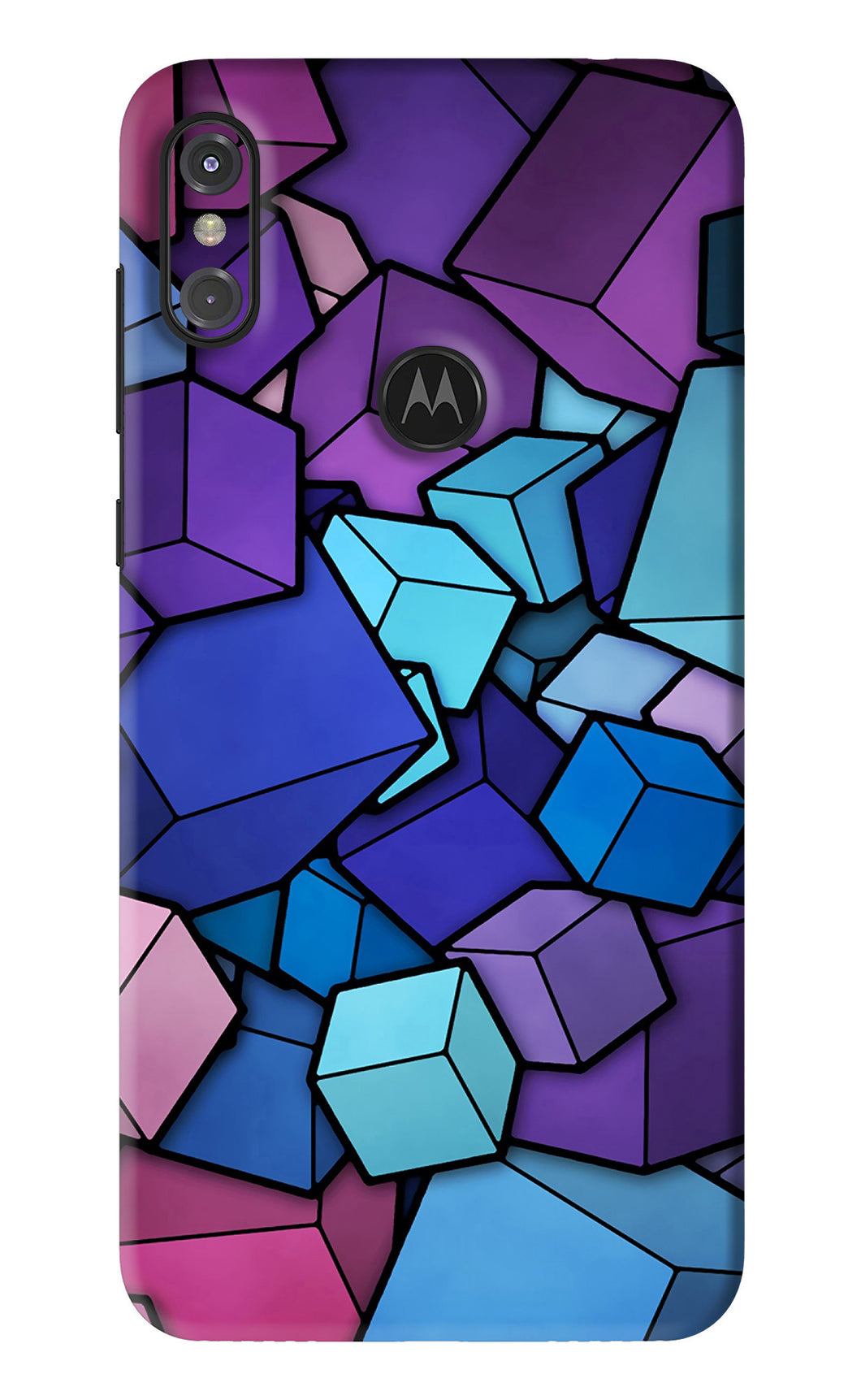 Cubic Abstract Motorola Moto One Power Back Skin Wrap