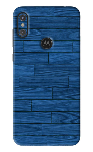 Blue Wooden Texture Motorola Moto One Power Back Skin Wrap