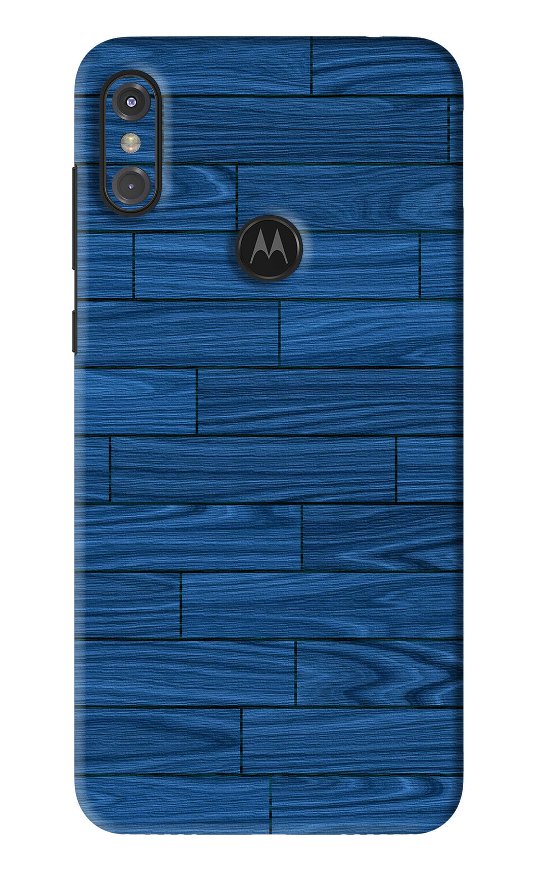 Blue Wooden Texture Motorola Moto One Power Back Skin Wrap
