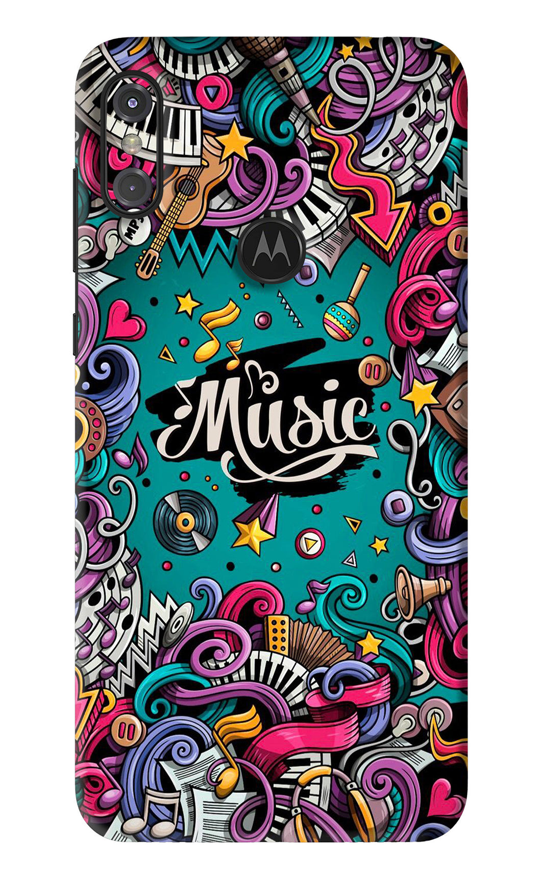 Music Graffiti Motorola Moto One Power Back Skin Wrap