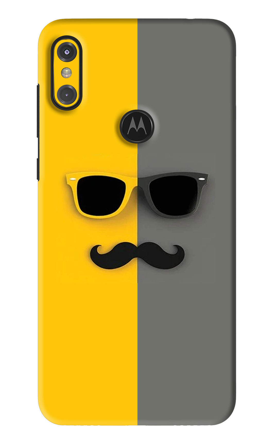 Sunglasses with Mustache Motorola Moto One Power Back Skin Wrap