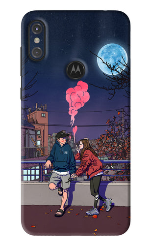 Chilling Couple Motorola Moto One Power Back Skin Wrap