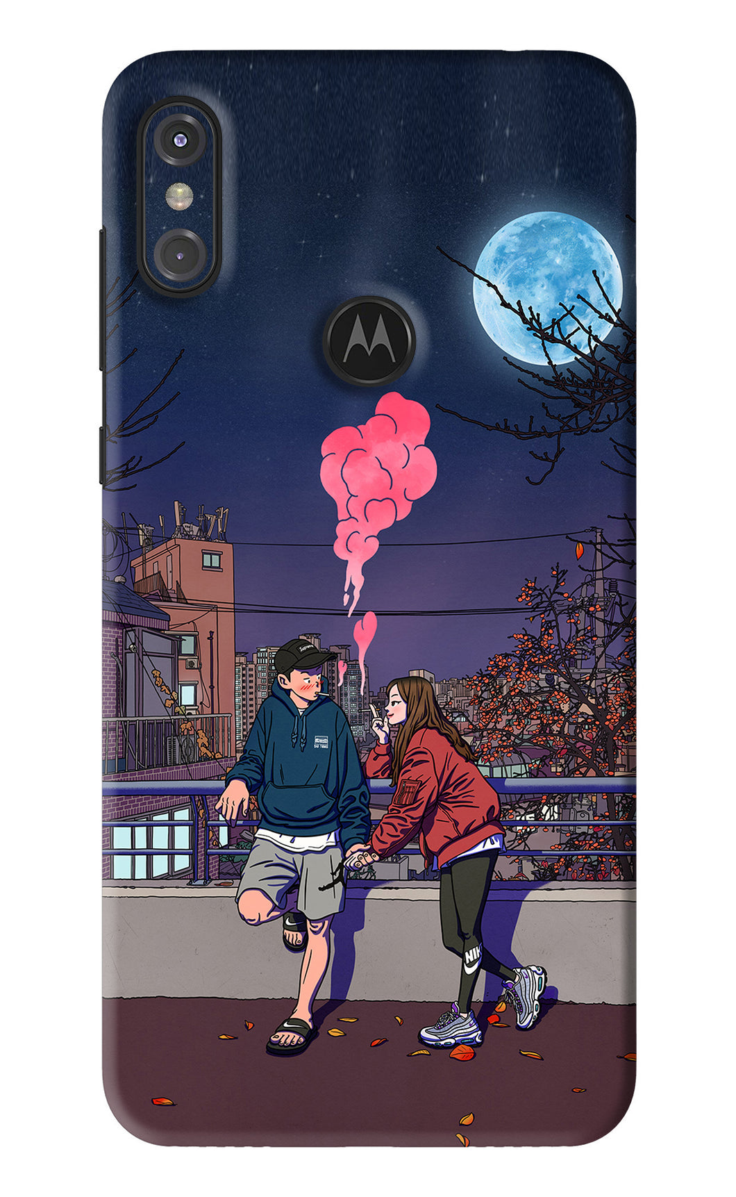 Chilling Couple Motorola Moto One Power Back Skin Wrap