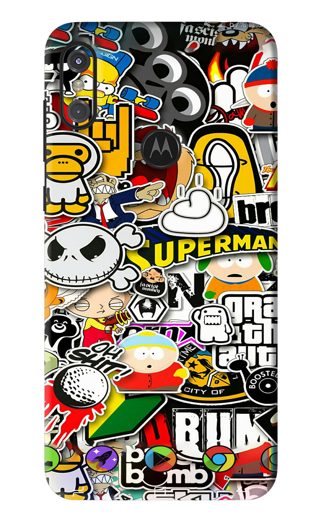 Sticker Bomb Motorola Moto One Power Back Skin Wrap