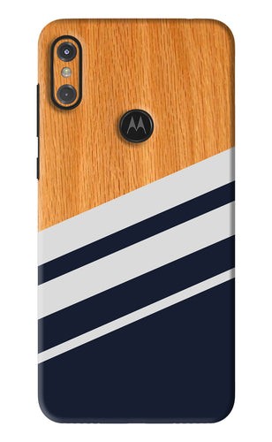 Black And White Wooden Motorola Moto One Power Back Skin Wrap