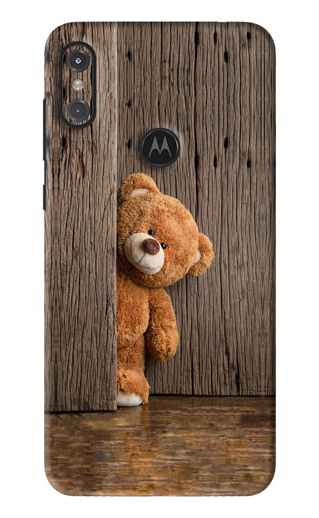 Teddy Wooden Motorola Moto One Power Back Skin Wrap