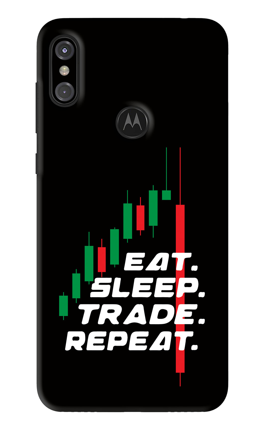 Eat Sleep Trade Repeat Motorola Moto One Power Back Skin Wrap