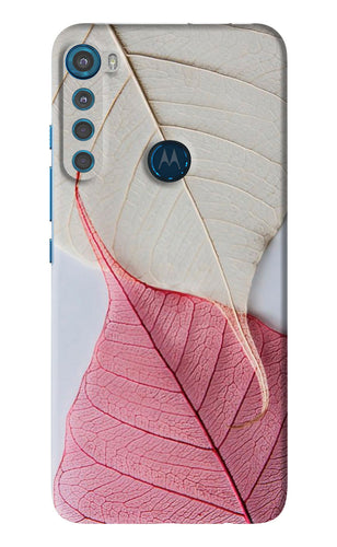 White Pink Leaf Motorola Moto One Fusion Plus Back Skin Wrap