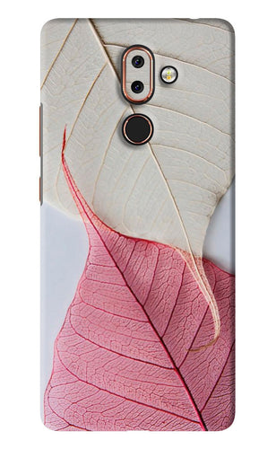 White Pink Leaf Nokia 7 Plus Back Skin Wrap