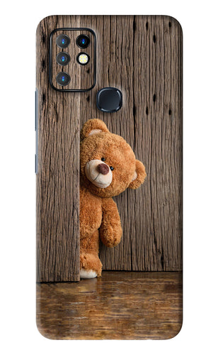 Teddy Wooden Infinix Hot 10 - No Sides Back Skin Wrap